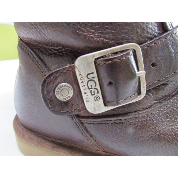Ugg Kensington Buckle Dark Brown Leather and Wool Boot Women's 10 - Picture 5 of 8